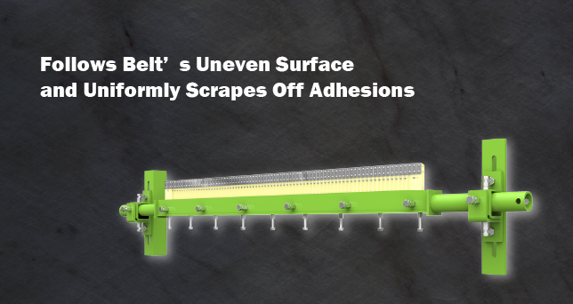 Follows Belt' s Uneven Surface and Uniformly Scrapes Off Adhesions